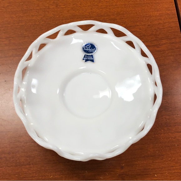 Vintage Imperial Glass Original Milk Glass Bowl Lace Edging 1950’s Excellence - Picture 2 of 12